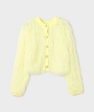 GRACE CONTINENTAL フリンジニットカーディガン イエロー