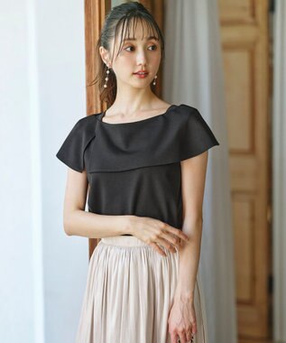 ANY SIS L ケープディテール カットソー ブラック