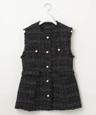 Feroux 【洗える】ラメツイード ジレ ブラック系1