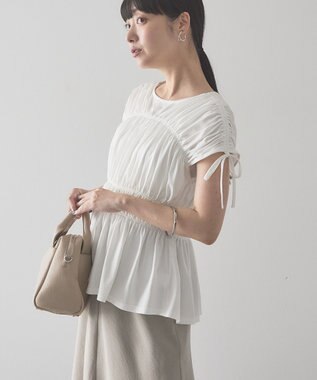 AMERICAN HOLIC 【予約】シャーリングショルダーリボンプルオーバー Off White
