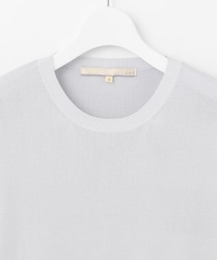 自由区 【洗える】ハイツイストコットンアセテート バックデザイン プルオーバーニット ライトグレー系1