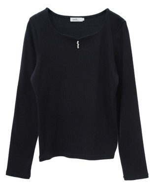 earth music&ecology ハートネックパールプルオーバー Navy