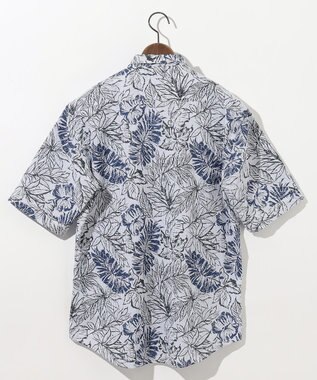 JOSEPH ABBOUD 【サスティナブルな麻混】コットンリヨセルリネンリーフプリント 半袖シャツ ネイビー系6