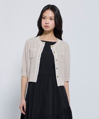 TOCCA HONEYCOMB MESH KNIT カーディガン ベージュ系