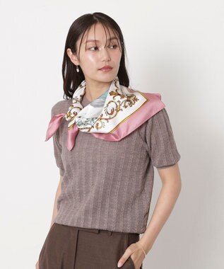 MOONBAT PAUL&JOE ACCESSOIRES(ポール & ジョー) シルクスカーフ 空 オーステルリッツ記念柱 ネコと毛糸 気球 65cm×65cm 手洗いOK