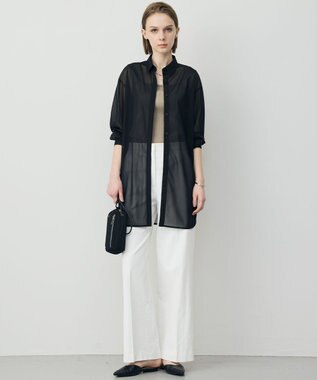 ICB L ハイゲージチュール ロングシャツ ブラック