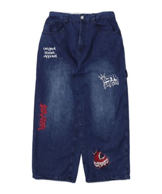 WEGO グラフィックデニムパンツ デニム中濃加工色