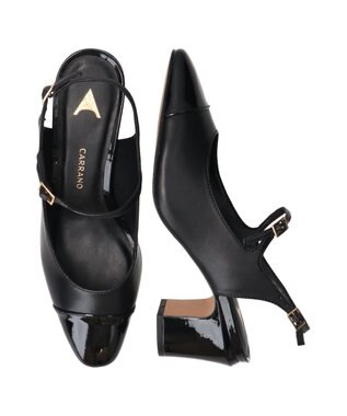 INTER-CHAUSSURES 【CARRANO】ワンストラップバックバンドパンプス ブラック