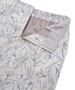 YECCA VECCA ラインフラワー柄フェイクスエードスカート Charcoal Gray