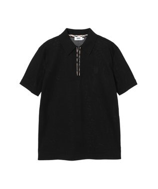 DAKS フロントジップ ハウスチェックパイピング ポロシャツ ブラック