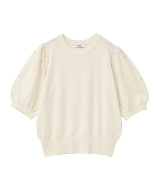 earth music&ecology パールスリーブニットプルオーバー Ivory