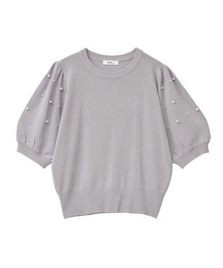 earth music&ecology パールスリーブニットプルオーバー Gray