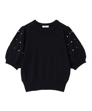 earth music&ecology パールスリーブニットプルオーバー Black