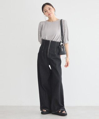 earth music&ecology パールスリーブニットプルオーバー Gray