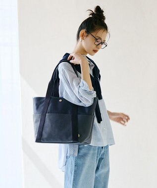 TOPKAPI 【Breath TOPKAPI】【TOPKAPI × 藤本美貴さんコラボ】スコッチグレイン 10ポケット トートバッグ L/マザーズバッグ/撥水 ネイビー