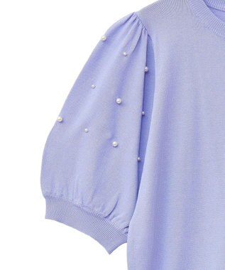 earth music&ecology パールスリーブニットプルオーバー Lavender