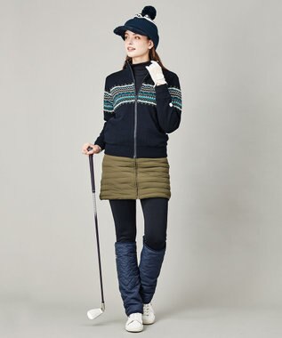 23区GOLF 【WOMEN】【洗える】ナイロンタフタファイバーボール リバーシブル 防寒 スカート ブラック系