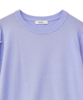 earth music&ecology パールスリーブニットプルオーバー Lavender