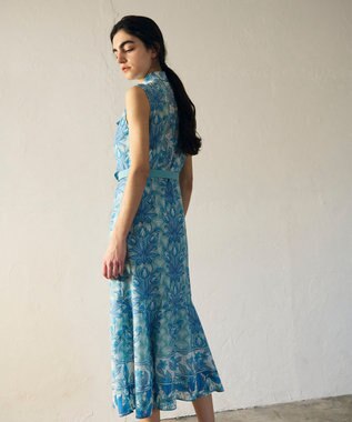 GRACE CONTINENTAL サラサストライププリントワンピース ブルー