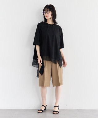 YECCA VECCA 【尾崎紗代子さん着用】タックハーフパンツ Camel