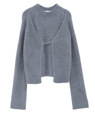 earth music&ecology SET2点チャーム付きシャギーニット＋インナー Pink Beige