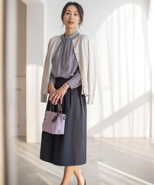 J.PRESS LADIES 【洗える】RENU ソフトタイプライター スカート ネイビー系