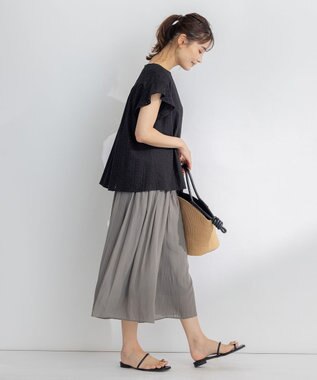 組曲 S 【ウエストゴム・WEB限定】シアープリーツライクシフォン パンツ グレー系