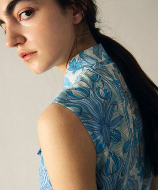 GRACE CONTINENTAL サラサストライププリントワンピース ブルー