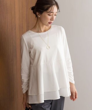 組曲 S シャツコンビティアード ロングＴシャツ アイボリー系