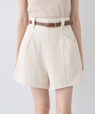 earth music&ecology ベルト付きタブデザインショートパンツ Ivory