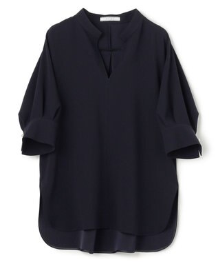 BEIGE， FLEUR / バックサテン プルオーバーブラウス Navy