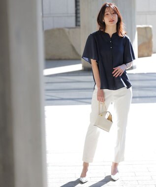 ANY SIS スムージーポリエステル スキッパー ブラウス ネイビー