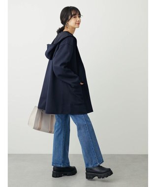 Green Parks ポンチフード付きカットカーディガン Dark Navy