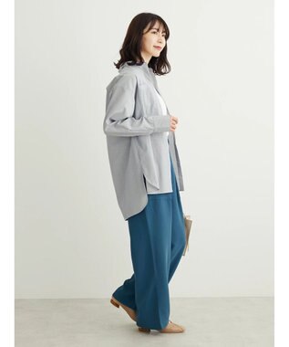 Green Parks 胸元ポケットイージーケアストライプシャツ Dark Navy