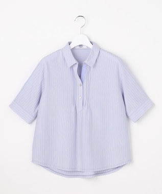 J.PRESS LADIES ドライコットン ストライプ ポロ カットソー サックスストライプ系1