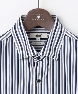JOSEPH ABBOUD 【オーガニックコットン・柔らかな肌触り】カラーストライプ シャツ サックスブルー系1