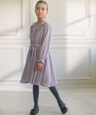 組曲 KIDS 【150-160cm】キャサリンドット ワンピース ライトグレー系5