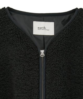 earth music&ecology ボアキルトミドルコート Black