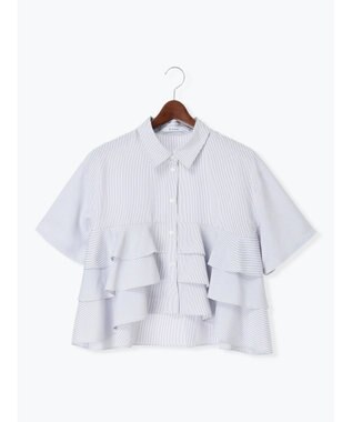 Te chichi 半袖ティアードフリルクロップトシャツ グレー