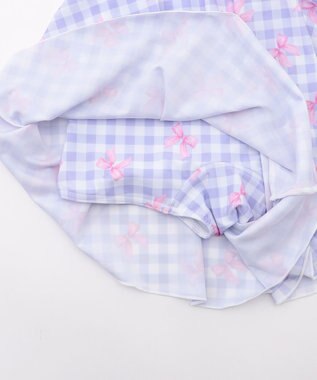 ANY KIDS 【UVカット】2WAYショルダーセパレート水着 ラベンダー×ラベンダーチェック