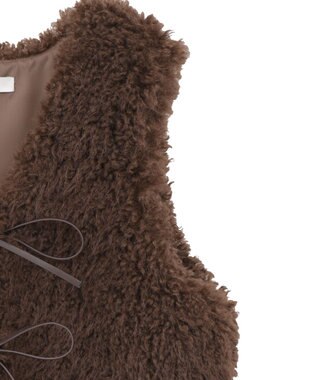 earth music&ecology フェイクファーショートジレ Brown