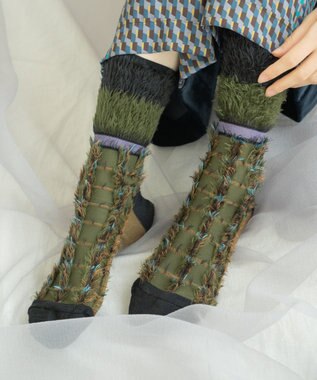 COQ BLOCK FLAG チェック リバーシブルファーソックス