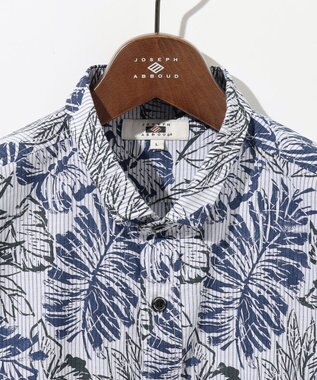 JOSEPH ABBOUD 【サスティナブルな麻混】コットンリヨセルリネンリーフプリント 半袖シャツ ネイビー系6
