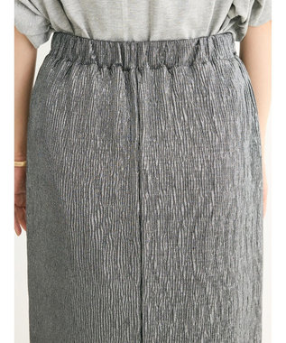 Green Parks シャイニープリーツナロースカート Dark Silver