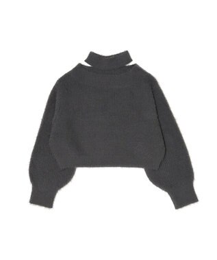 earth music&ecology ロングシャギースリットネックニットプルオーバー Mocha