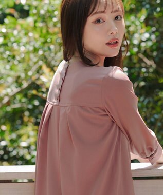 Tiaclasse L 【洗える】ラウンドスリットチュニック ピンク