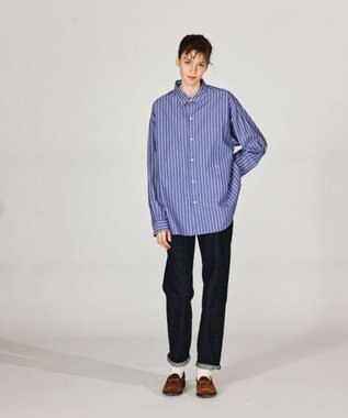 LENO REGULAR COLLAR SHIRTS 《UNISEX》 レギュラーカラーシャツ BLUE STRIPE