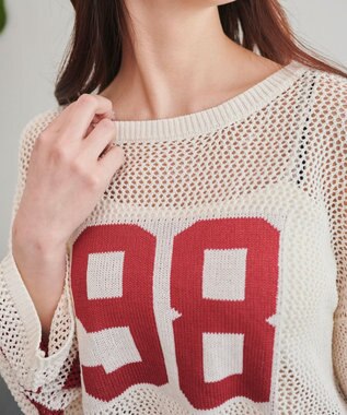 WEGO ナンバリングメッシュショートニット レッド