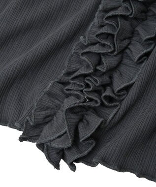 earth music&ecology フリルカットリブカーディガン Charcoal Gray