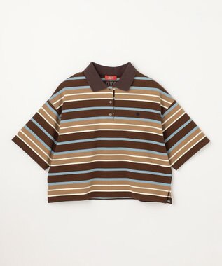 ANY 【POLO BCS別注】マルチカラー短丈ポロシャツ ブラウンボーダー